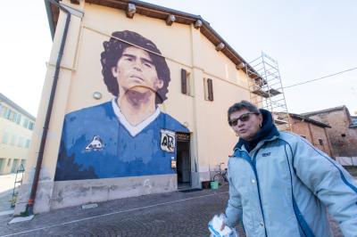 Mural for Diego Maradona in Molinella, Italy