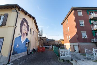 Mural for Diego Maradona in Molinella, Italy