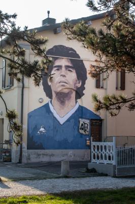 Mural for Diego Maradona in Molinella, Italy