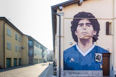 Mural for Diego Maradona in Molinella, Italy