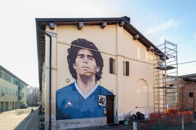 Mural for Diego Maradona in Molinella, Italy