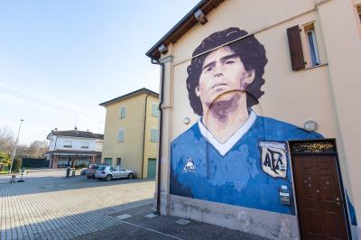 Mural for Diego Maradona in Molinella, Italy