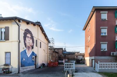 Mural for Diego Maradona in Molinella, Italy