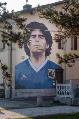 Mural for Diego Maradona in Molinella, Italy