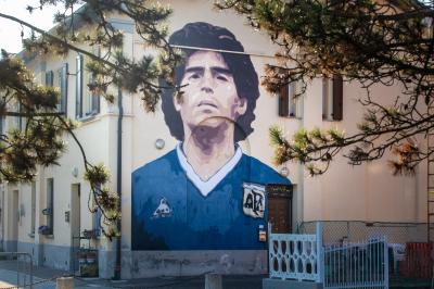 Mural for Diego Maradona in Molinella, Italy