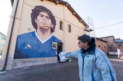 Mural for Diego Maradona in Molinella, Italy